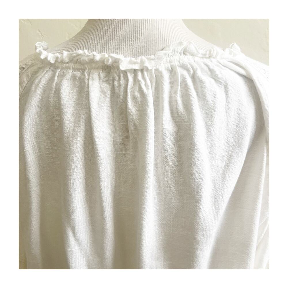 Spell & The Gypsy Blouse Women's Large White Linen Tassel Ties Bohemian Peasant - Picture 4 of 14